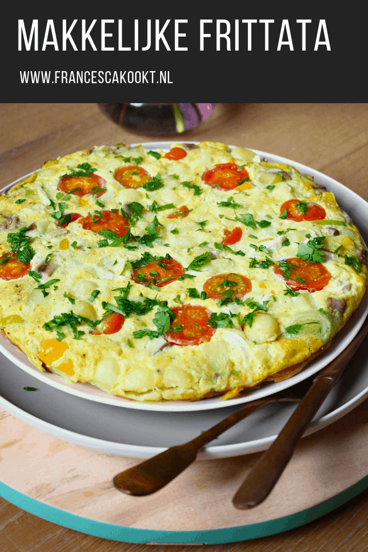 Een frittata is een Italiaanse variant op de omelet. Je kunt er diverse soorten groenten aan toevoegen die snel garen. Een makkelijke en snel recept met ei.. #rittata