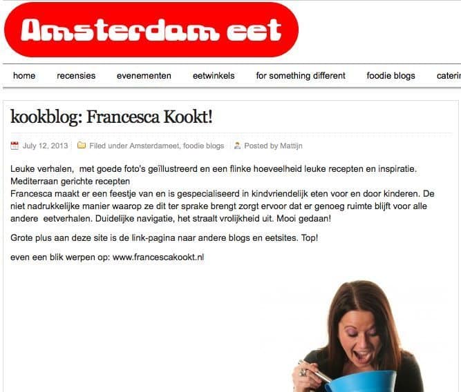 Francesca Kookt op Amsterdam eet
