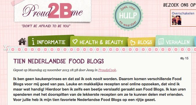 Proud2bme 10 Nederlandse food blogs