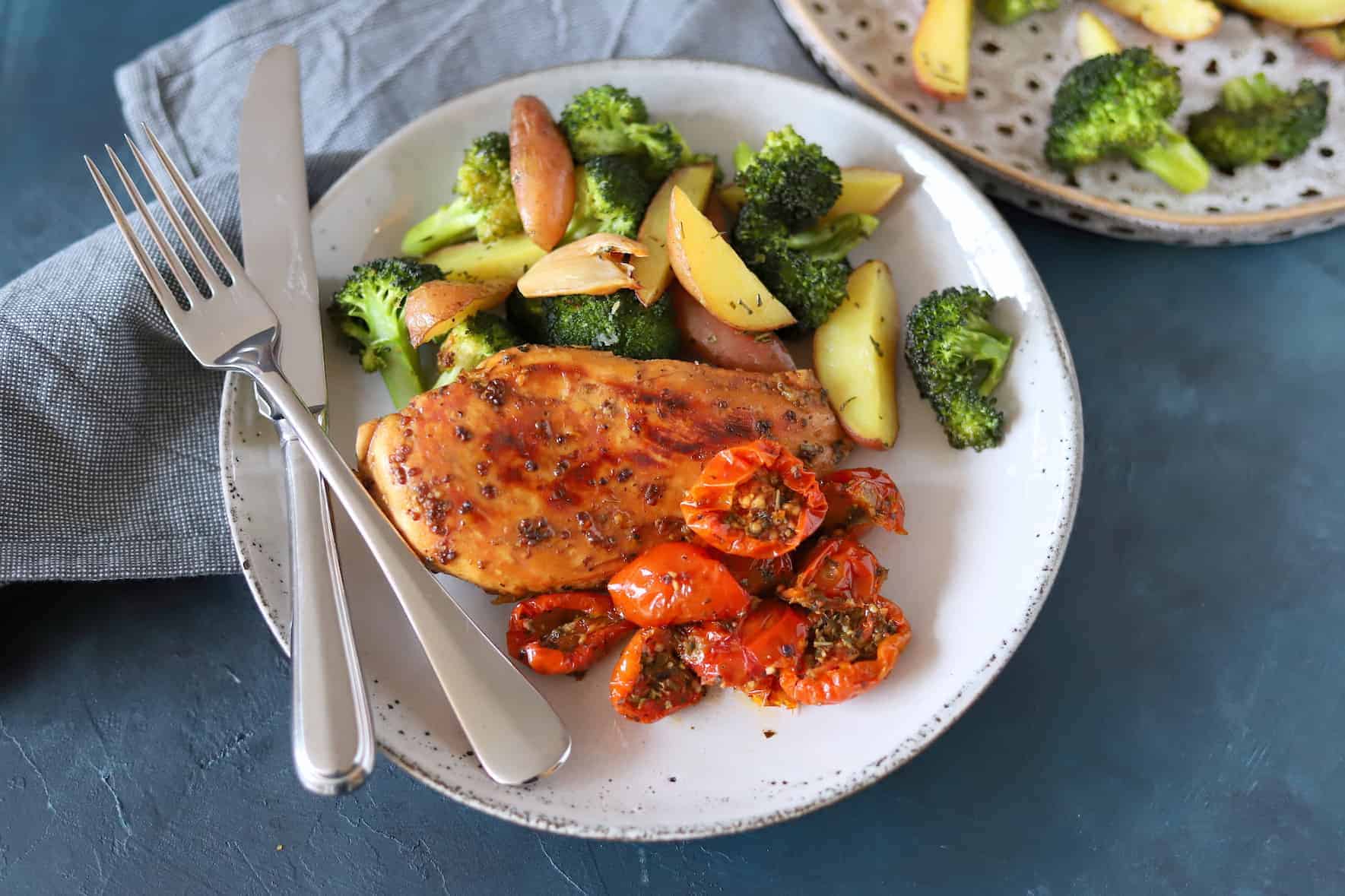 Balsamico kip met aardappeltjes en broccoli