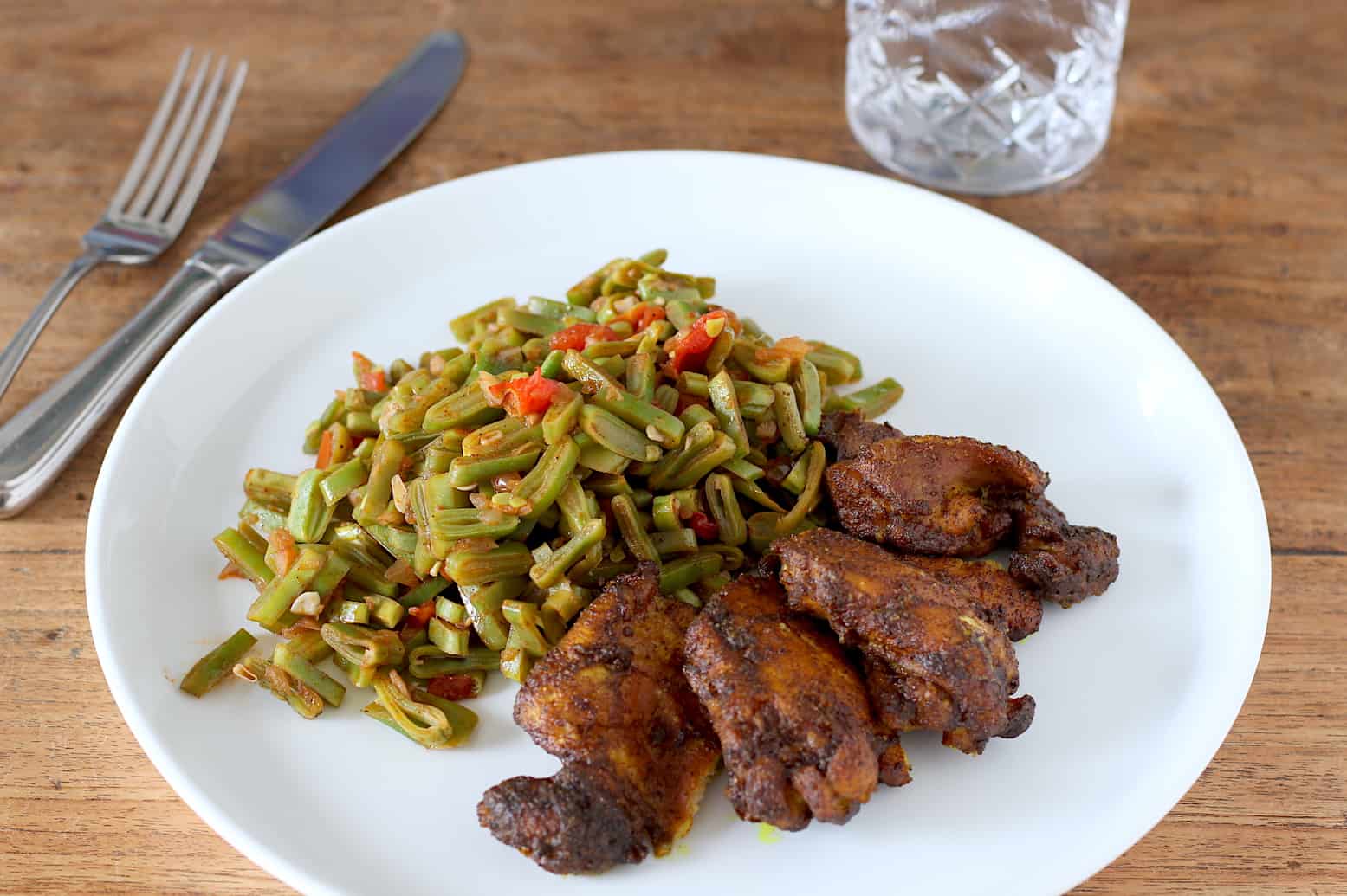 Geroosterde masala kip met snijbonen