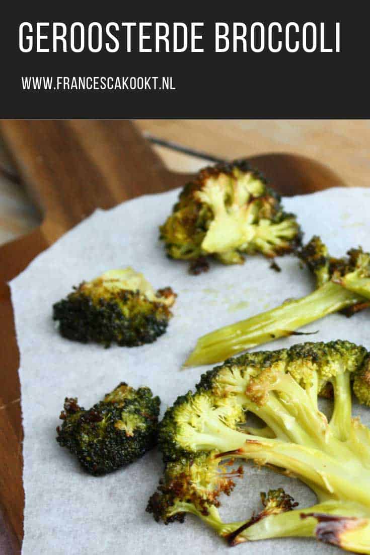 Geroosterde broccoli is lekker als avondeten, als lunchrecept maar ook zeker als bijgerecht of als snack! Super simpel om te maken maar het heeft net een andere smaak en de groente past echt overal bij. Ik deed de broccoli in de oven met een flinke scheut olijfolie. Lees het recept op mijn website Francesca Kookt. | snelle recepten | makkelijke recepten | bijgerecht recepten | geroosterde groenten | vegetarische recepten | broccoli recepten | snack recepten | gezonde recepten | salade recepten |
