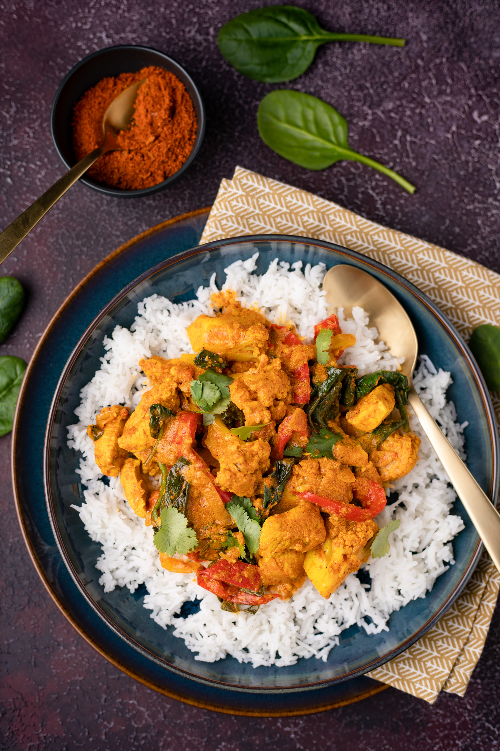 snelle tandoori curry met kip bloemkool en spinazie 4