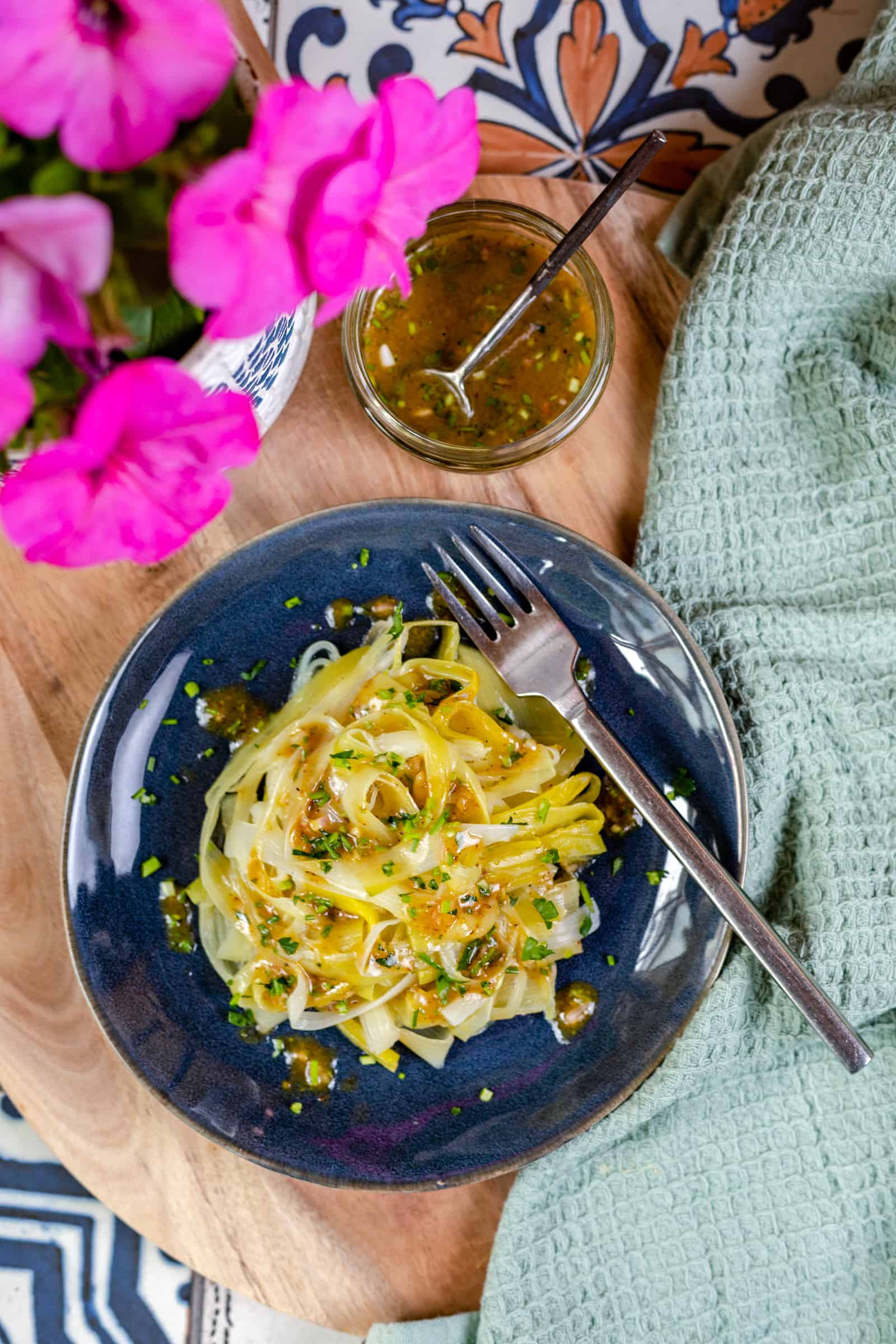 Prei van de barbecue met kruiden vinaigrette Francesca Kookt