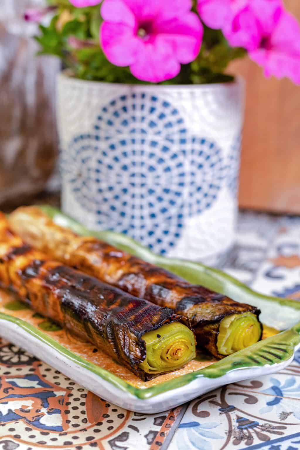 Prei van de barbecue met kruiden vinaigrette Francesca Kookt