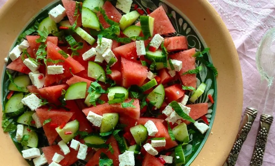 Salade met watermeloen, feta en munt_2