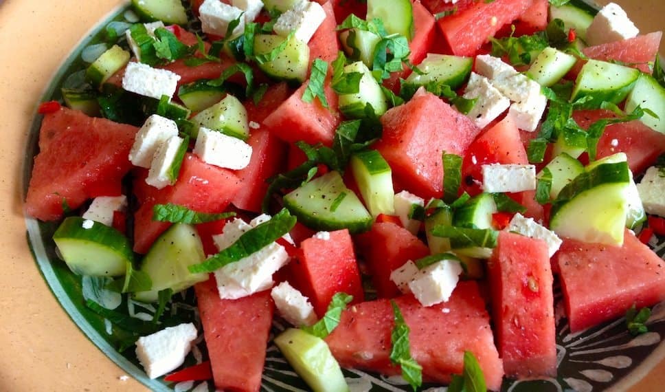 Zomerse salade met watermeloen, feta en munt - Francesca Kookt